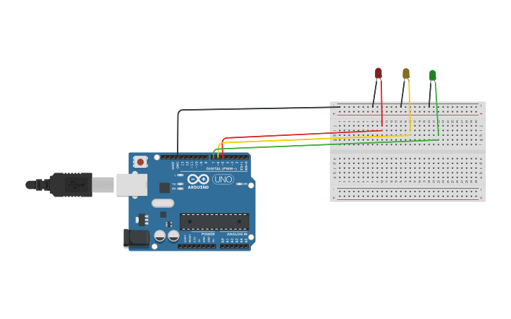 Circuit design LED 3 MODE - Tinkercad