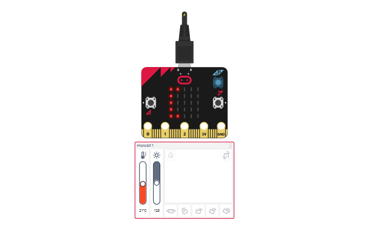 Circuit design Dado programado con microbit - Tinkercad