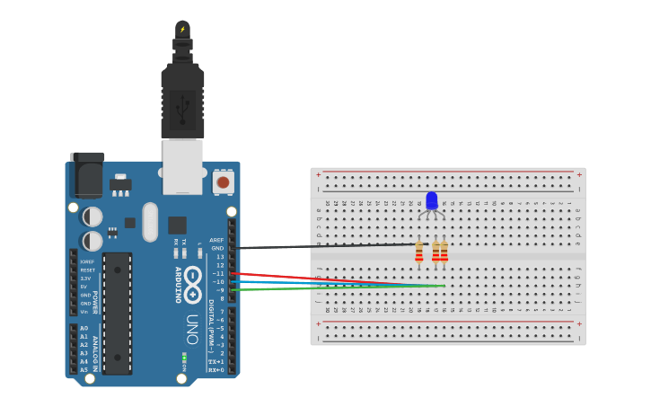 Circuit design RGB LED LUISM - Tinkercad
