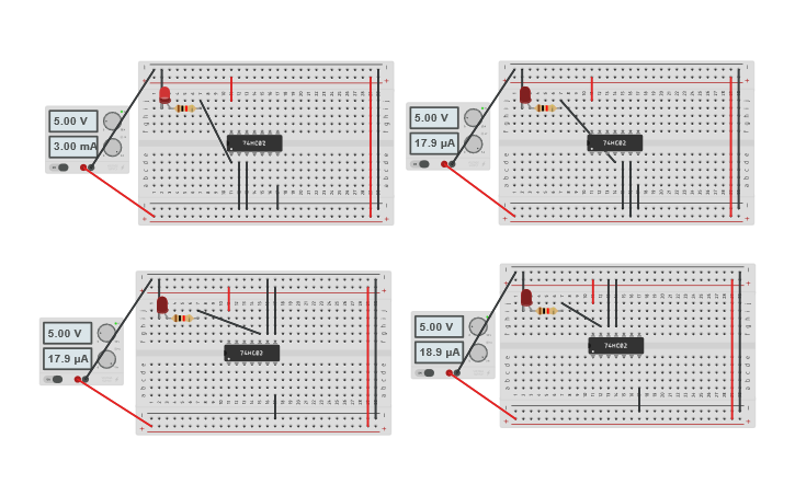 Circuit design 74LS02 - Tinkercad