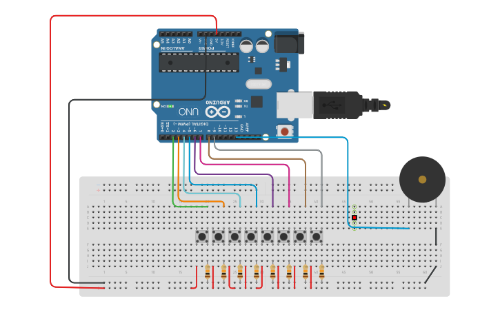 Circuit design PIANO BEAT - Tinkercad