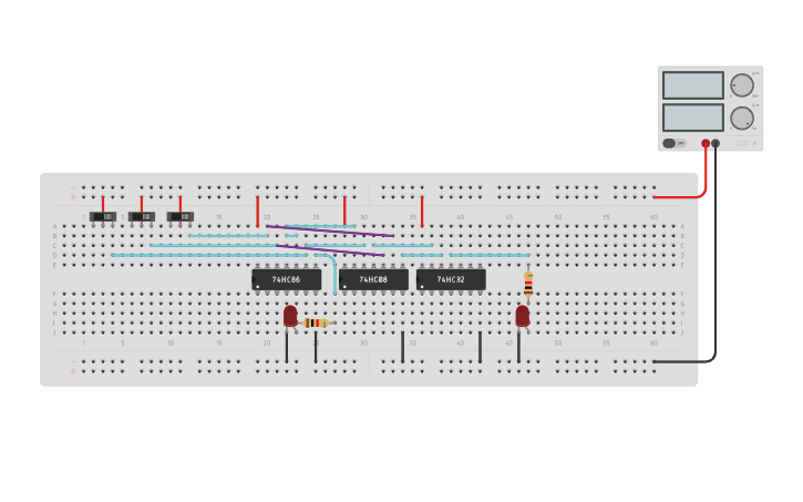 Circuit design full adder using basic gates - Tinkercad