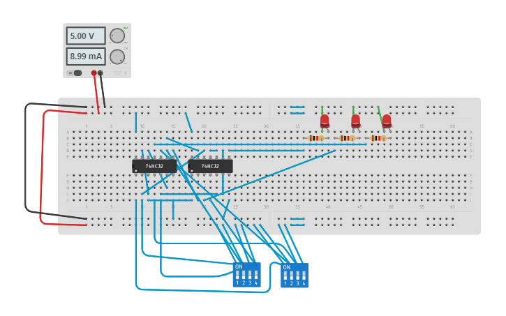 Circuit design 8 to 3 encoder - Tinkercad