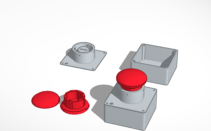3D design Big Red Button (WIP) - Tinkercad