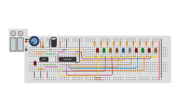 Circuit design led chaser - Tinkercad