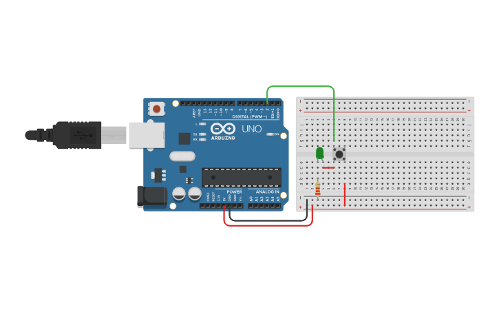 Circuit design LED + Button (Day 1) - Tinkercad