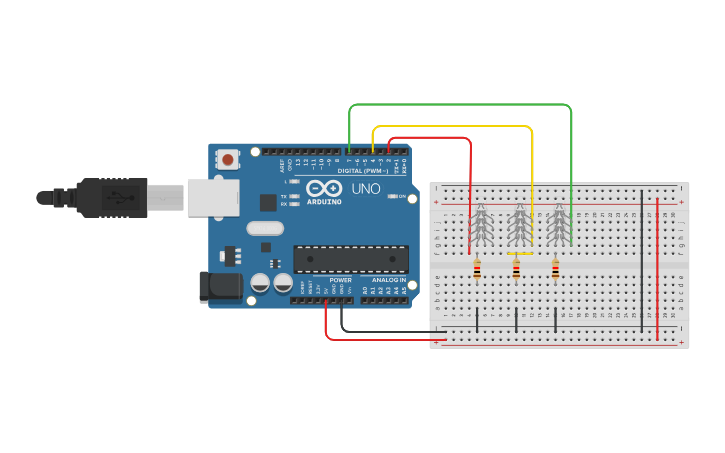 Circuit design LED RGB - Tinkercad