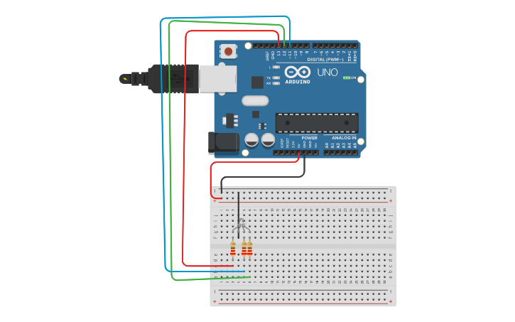 Circuit design Controlar un Led RGB - Tinkercad