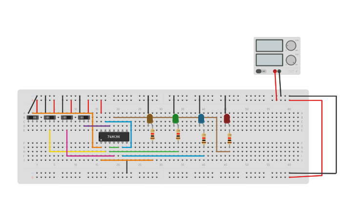 Circuit design Gray to Binary Code Converter - Tinkercad