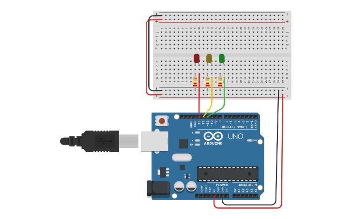 Circuit design BLINKING LIGHTS: CHARACTER INPUT - Tinkercad
