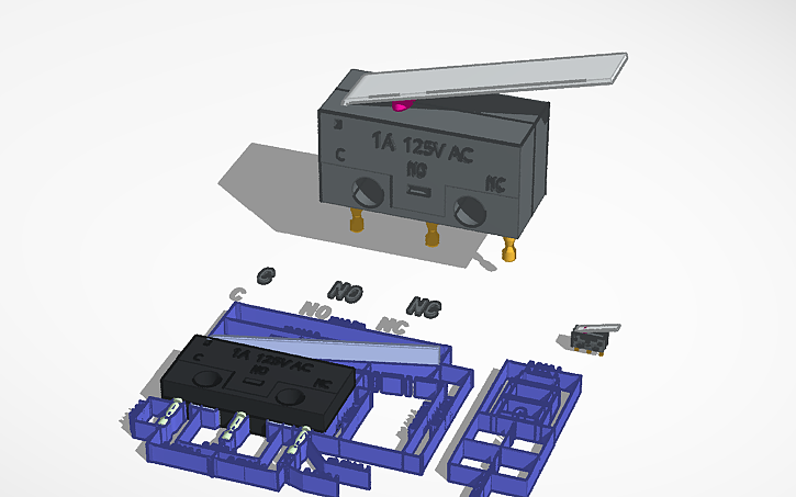 Micro Switch Cad Model 3D design Micro Switch SPDT, 3 pin - Tinkercad