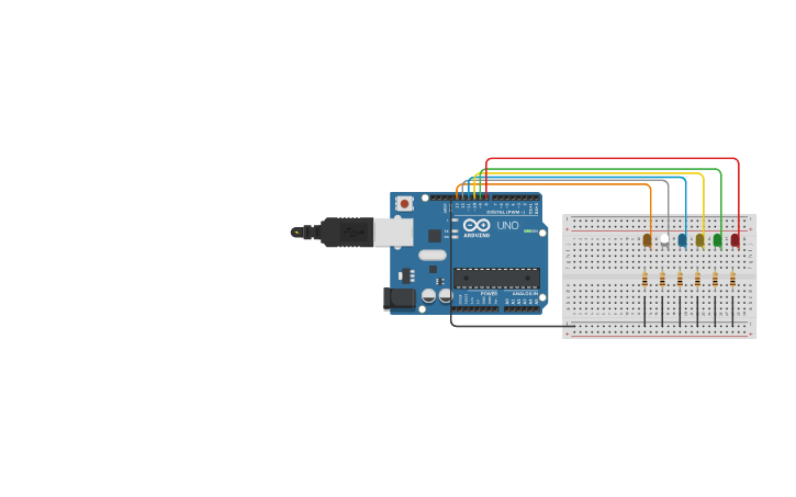 Circuit design Blinking of LEDs - Tinkercad