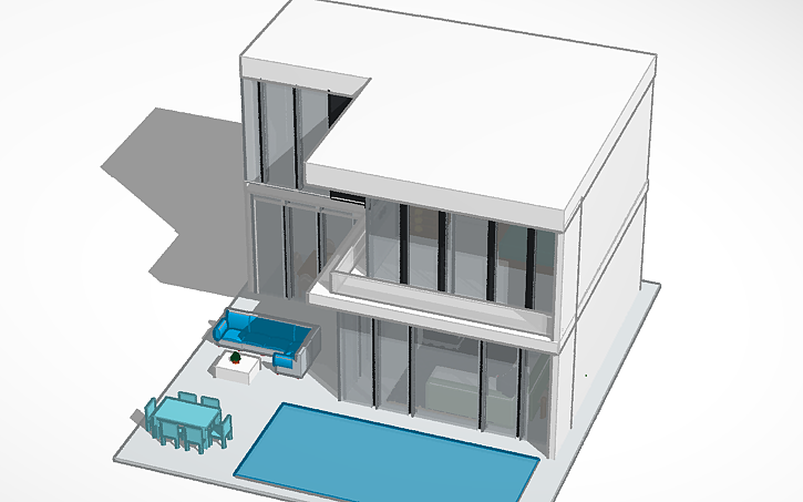 3D design rich modern house - Tinkercad
