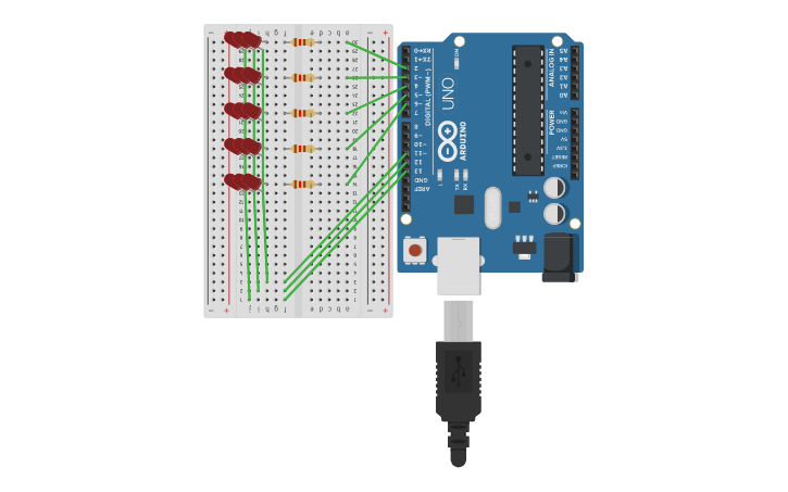 Circuit design 3x5 LED Matrix - Tinkercad