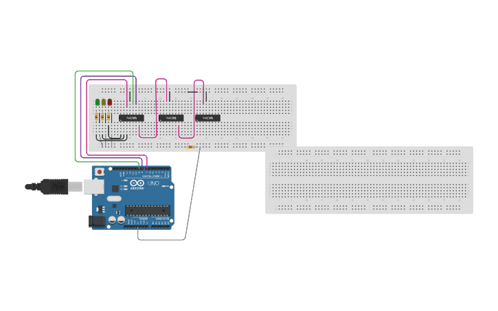 Circuit design 7 segment LED display - Tinkercad