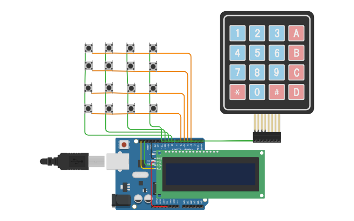 Circuit design Matriz de botones - Tinkercad