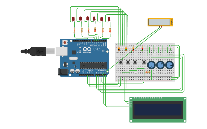 Circuit design botones - Tinkercad
