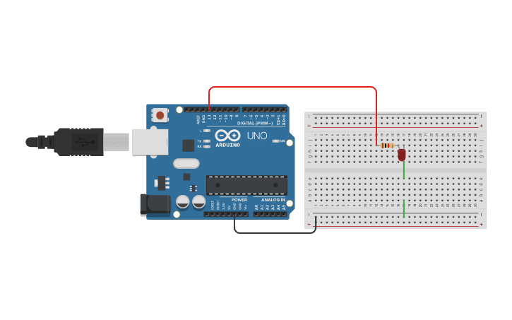 Circuit design Blinking LED using arduino - Tinkercad