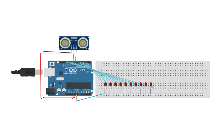 Circuit design Sensor de sonido y leds - Tinkercad