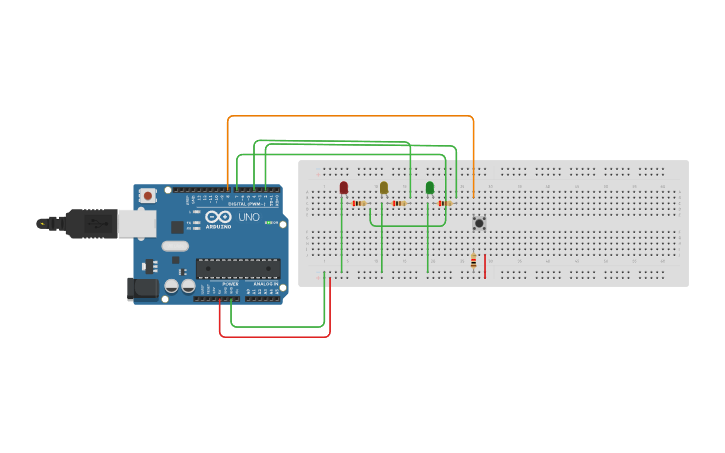 Circuit design Traffic Light - Tinkercad