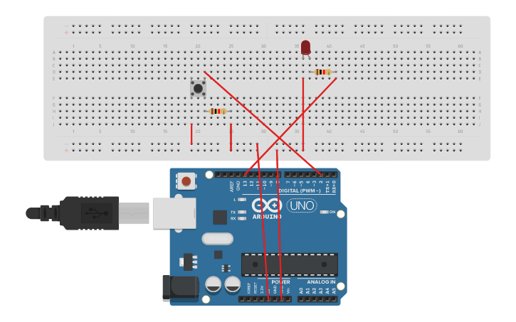 Circuit design Botao e LED - Tinkercad