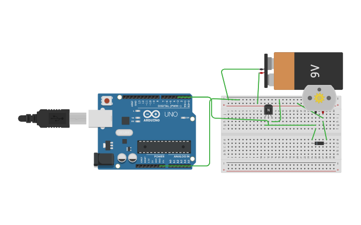 Circuit design change motor speed with arduino - Tinkercad