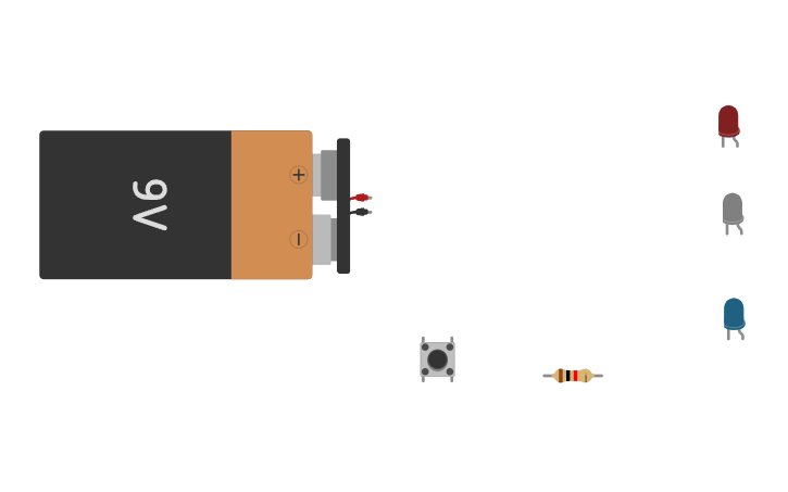 Circuit design 3. Parallel circuit with 3 leds - Tinkercad