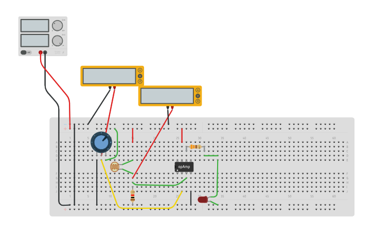 Circuit design Comparador OpAmp - Tinkercad