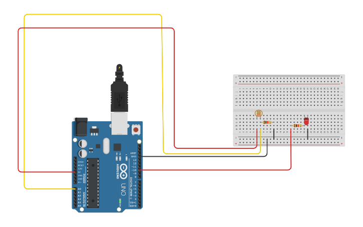 Circuit design LDR sensor - Tinkercad