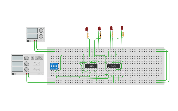 Circuit design ring counter using D flip-flop - Tinkercad