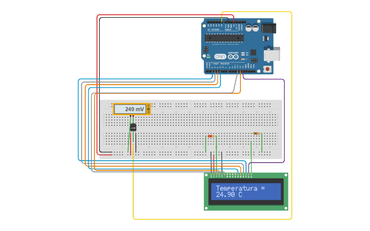 Circuit design Sensor de Temperatura con LM35 y LCD - Tinkercad