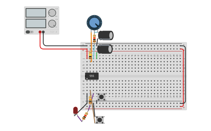Monostable Circuit Using 555 Using Rcad Software Circuit design 555 Monostable clock - Tinkercad