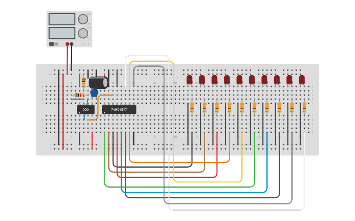 Circuit design Decade Counter - Tinkercad
