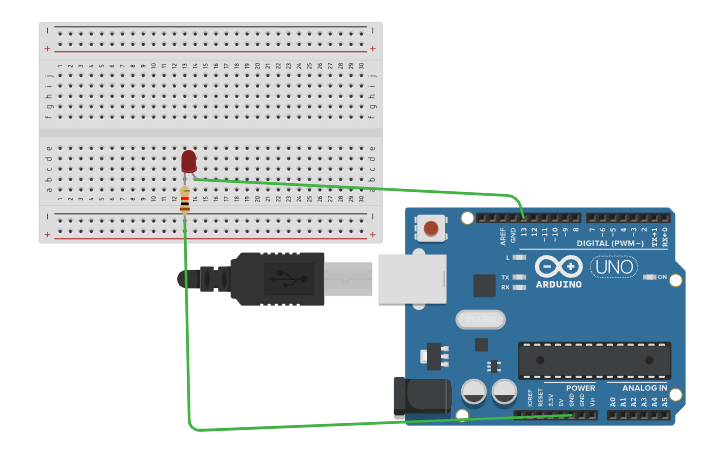 Circuit design PRACTICA 4Control de encendido y apagado de LED - Tinkercad