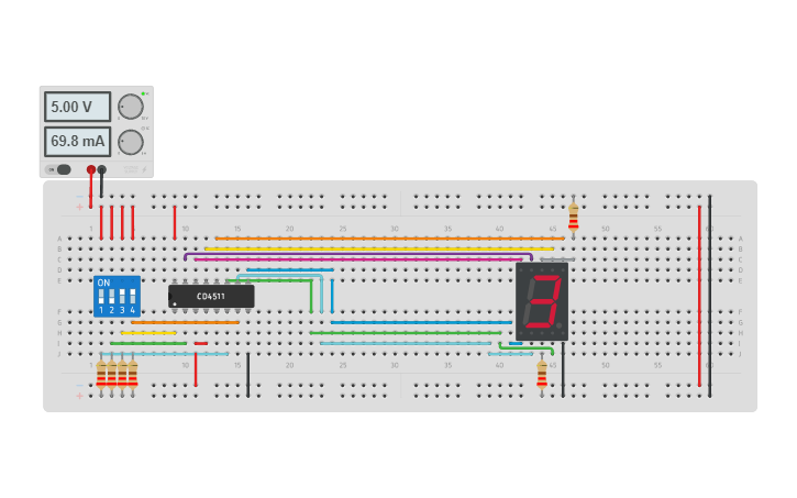 Circuit design BCD to 7-Segment Decoder - Tinkercad