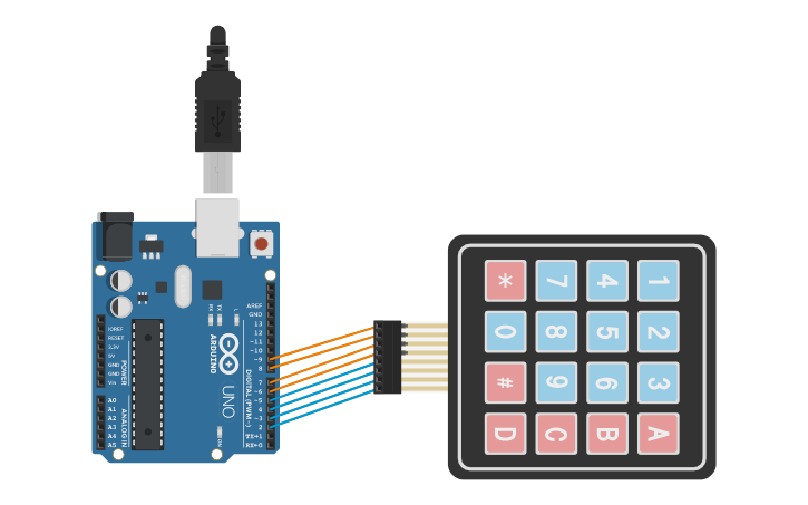 Arduino Keyboard Cad Circuit design Keypad Interfacing with ARDUINO - Tinkercad