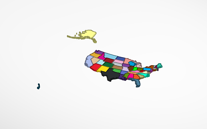 3D design United States Of America Map - Tinkercad