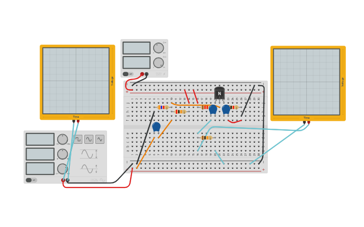 Circuit design SAEK transistor as amplifier - Tinkercad
