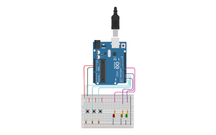 Circuit design led con botones - Tinkercad