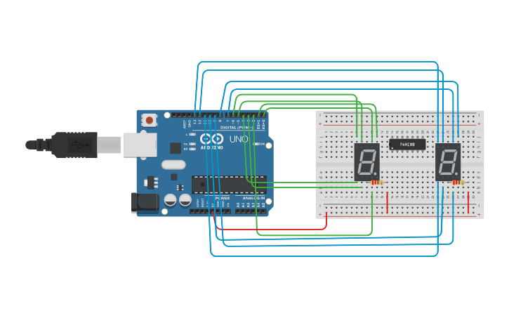 Circuit design Hoàng Văn Hiếu_Bài 4: led 7 segment - Tinkercad