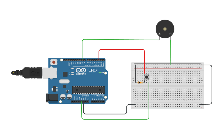 Circuit design Buzzer alarm system - Tinkercad