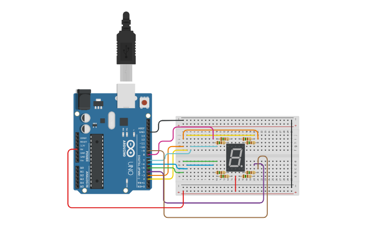 Circuit design GRF_DISPLAY_VETOR_HEXA_EX_8 - Tinkercad