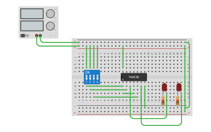 Circuit design 4-to-2 Binary Encoder - Tinkercad