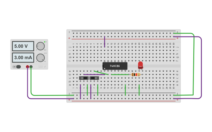 Circuit design XOR gate - Tinkercad