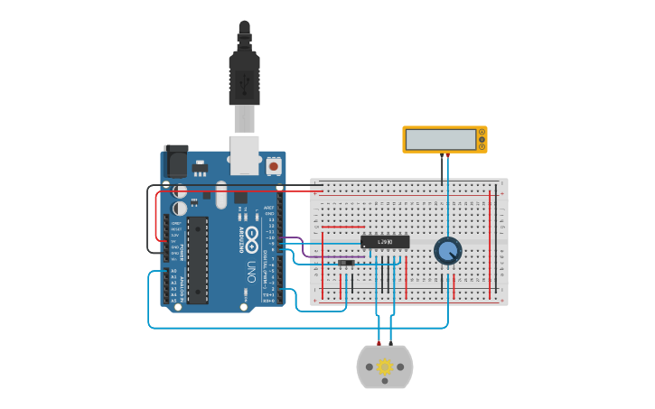 Circuit design DC Motor + H Bridge L293D - Tinkercad