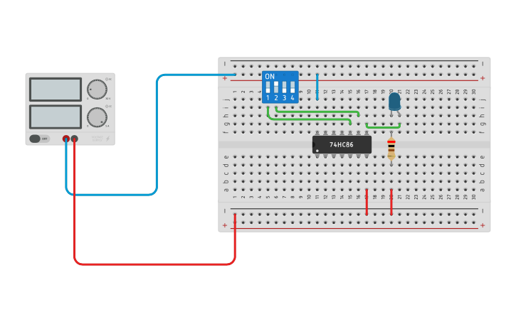 Circuit design XOR GATE - Tinkercad