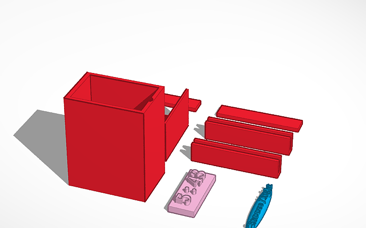 3D design alarm clock box + components - Tinkercad