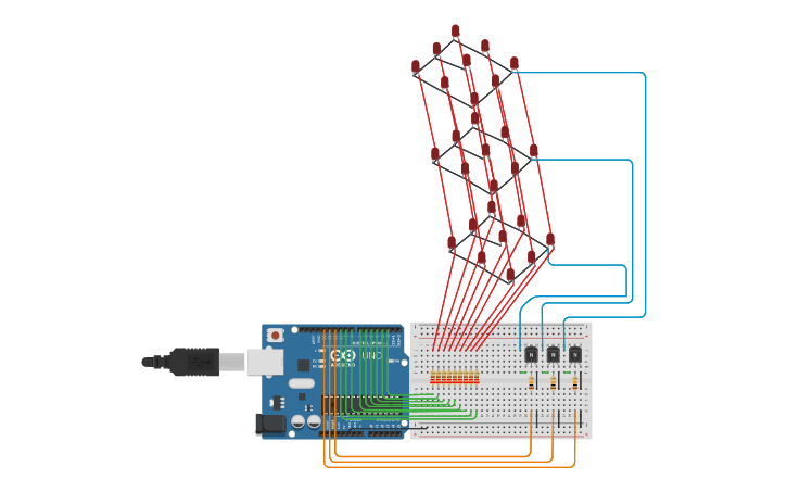 Circuit design Cubo LED 3x3x3 - Tinkercad