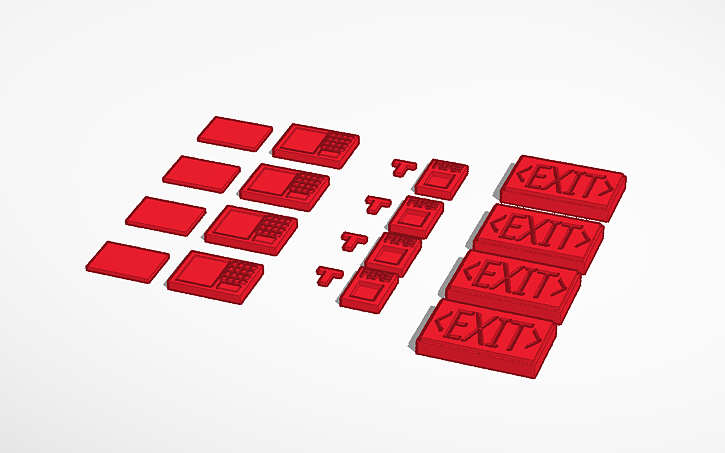 3D design Alarm Keypad Fire Alarm Exit sign - Tinkercad