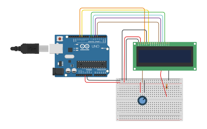 Circuit design Display LCD - 16x2 - Tinkercad
